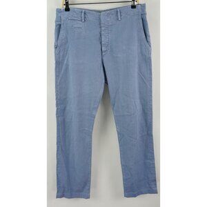 GTA Metrico Capsule Linen Utility Trouser Pant Men 34 x 30 Light Blue Button Fly